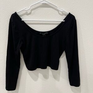 Black Cropped Long Sleeve Women's Top